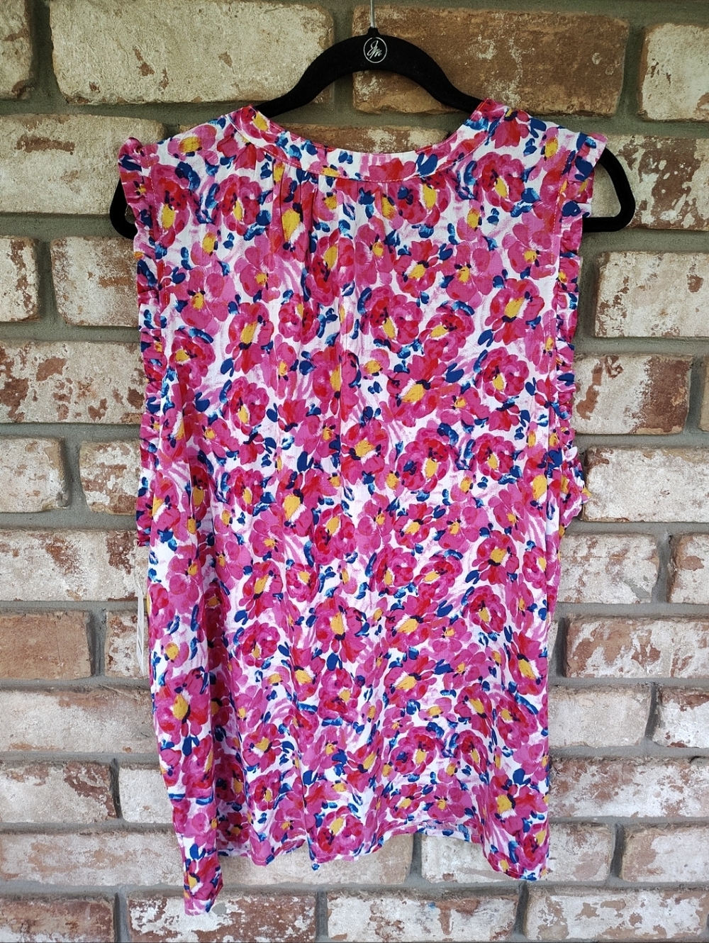 Time & Tru NWT Women's Pink Floral Ruffle Sleeve Tank Top Sz XXL (22) Summer - Picture 9 of 9